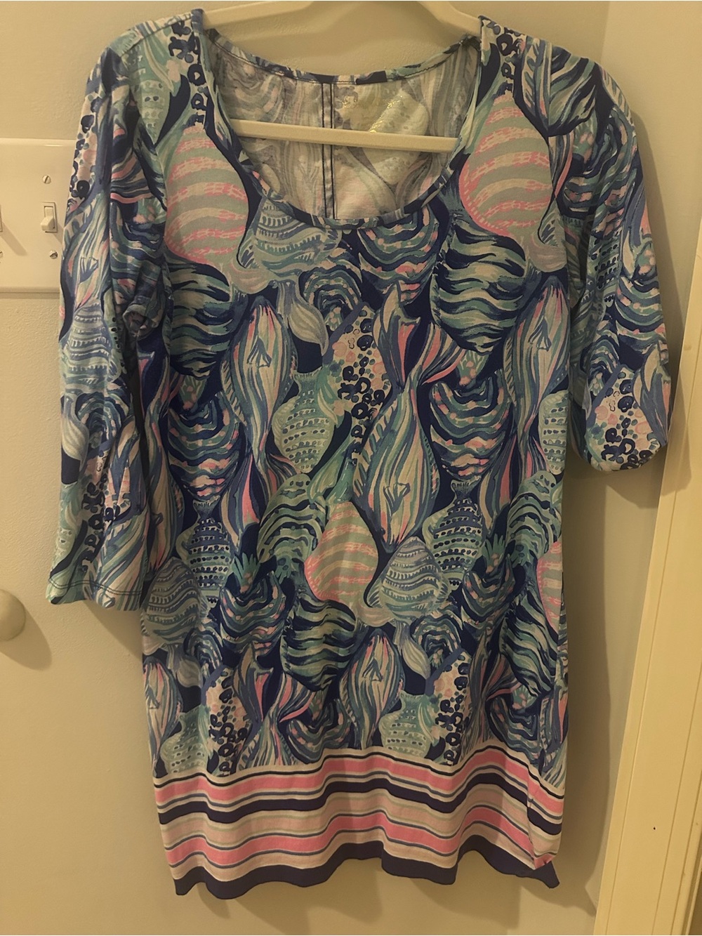 Lilly Pulitzer Blue & Pink Printed Scoop Neck Tunic